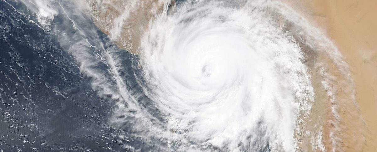 Satellietbeeld van NASA van een cycloon.